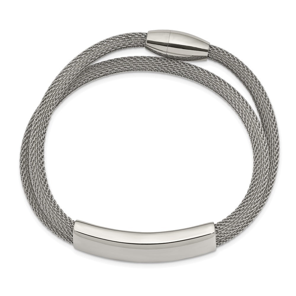 Chisel Stainless Steel Polished Mesh 2-Strand Adjustable ID Bracelet SRB2594