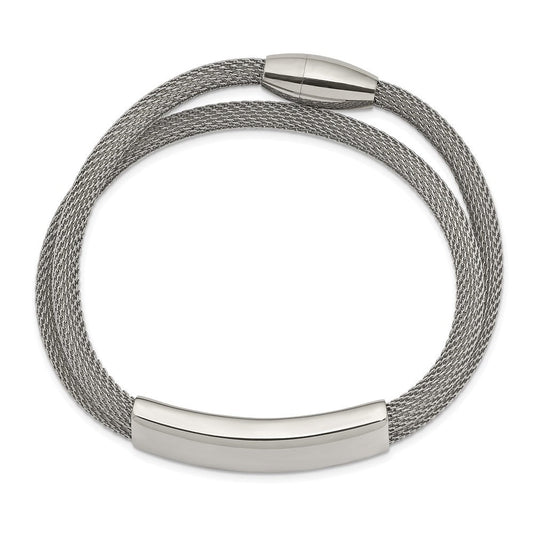 Chisel Stainless Steel Polished Mesh 2-Strand Adjustable ID Bracelet SRB2594