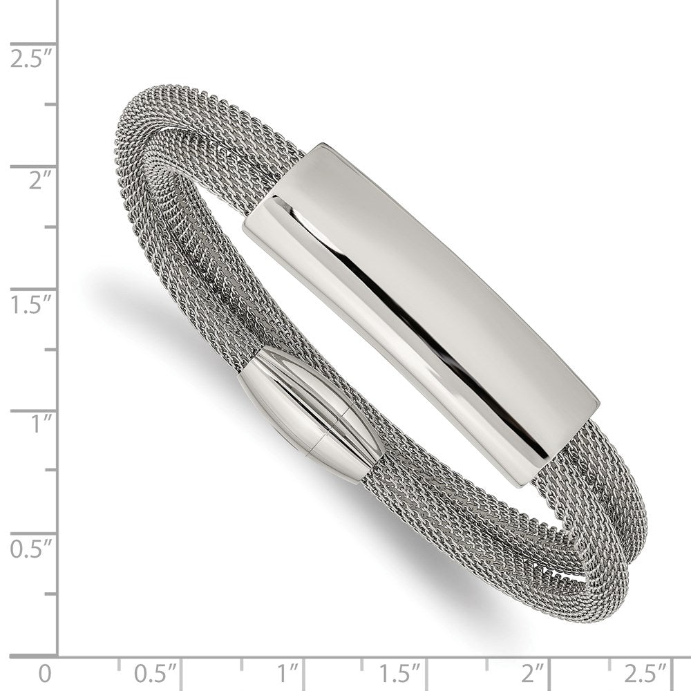 Chisel Stainless Steel Polished Mesh 2-Strand Adjustable ID Bracelet SRB2594
