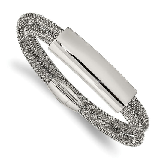 Chisel Stainless Steel Polished Mesh 2-Strand Adjustable ID Bracelet SRB2594