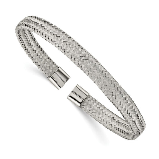 Chisel Stainless Steel Polished 6mm Mesh Wire Cuff Bangle SRB2598