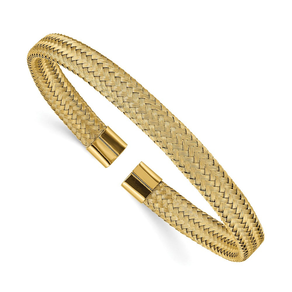 Chisel Stainless Steel Polished Yellow IP-plated 6mm Mesh Wire Cuff Bangle SRB2599