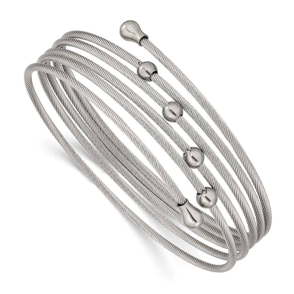 Chisel Stainless Steel Polished Flexible Coil Bangle SRB2602