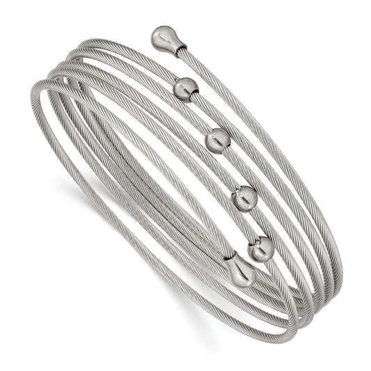 Chisel Stainless Steel Polished Flexible Coil Bangle SRB2602