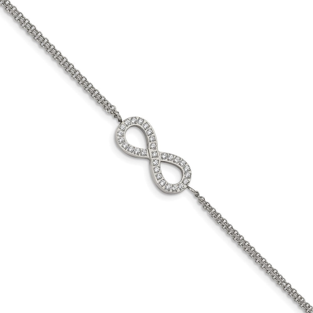 Chisel Stainless Steel Polished with CZ Infinity Symbol 6.25 inch Bracelet with 2 inch Extension SRB2616-6.25