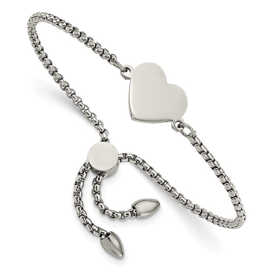 Chisel Stainless Steel Polished Heart Adjustable Bracelet SRB2642