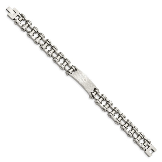 Chisel Stainless Steel Polished Spanish Lord's Prayer 9 inch Link ID Bracelet SRB2648-9