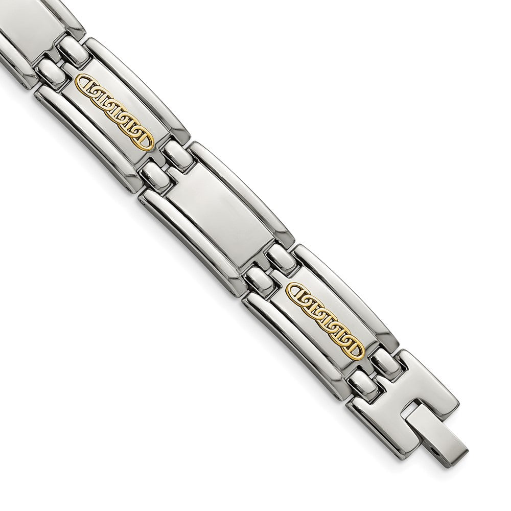 Chisel Stainless Steel with 14k Gold Accent Polished 8.75 inch Link Bracelet SRB2662-8.75