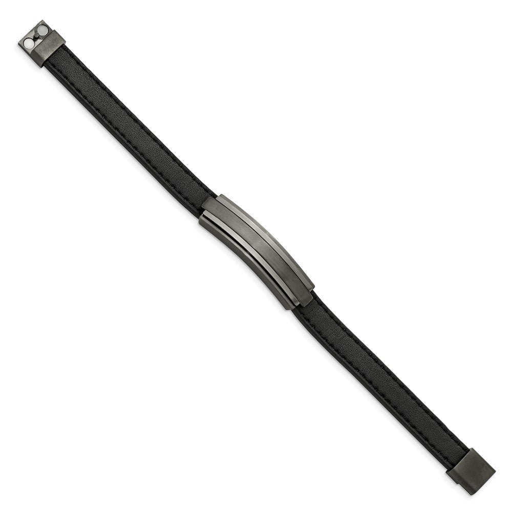 Chisel Stainless Steel Brushed and Polished Gun Metal IP-plated Black Rubber 8.5 inch Bracelet SRB2665-8.5