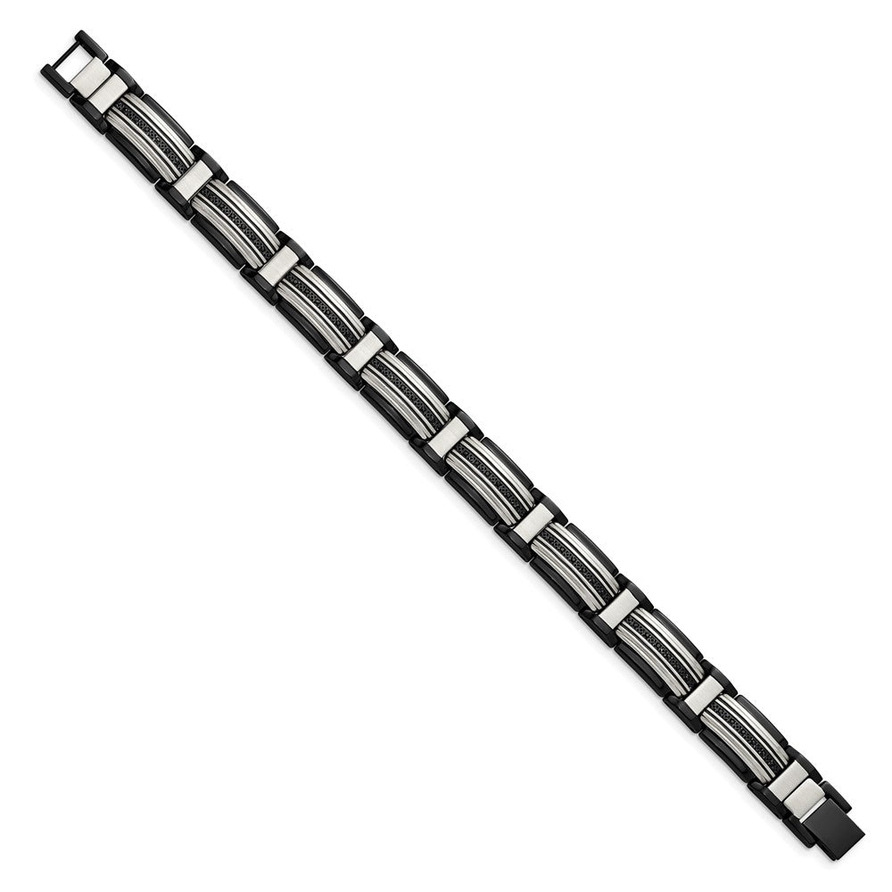 Chisel Stainless Steel Polished Black IP-plated with Black CZ 8.75 inch Link Bracelet SRB2668-8.75