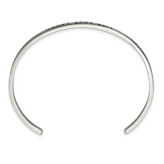 Chisel Stainless Steel Polished and Enameled with Crystal LIVE LOVE LAUGH 3mm Cuff Bangle SRB2670