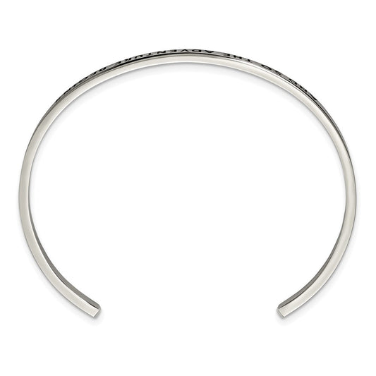 Chisel Stainless Steel Polished and Enameled with Crystal AND SO THE ADVENTURE BEGINS 3mm Bangle SRB2673