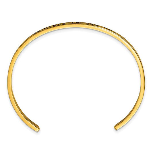 Chisel Stainless Steel Polished Yellow IP-plated and  Enameled with Crystal YOU ARE MY SUNSHINE 3mm Cuff Bangle SRB2676
