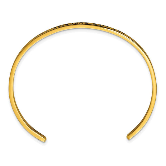 Chisel Stainless Steel Polished Yellow IP-plated and Enameled with Crystal LET LIFE SURPRISE YOU 3mm Cuff Bangle SRB2677