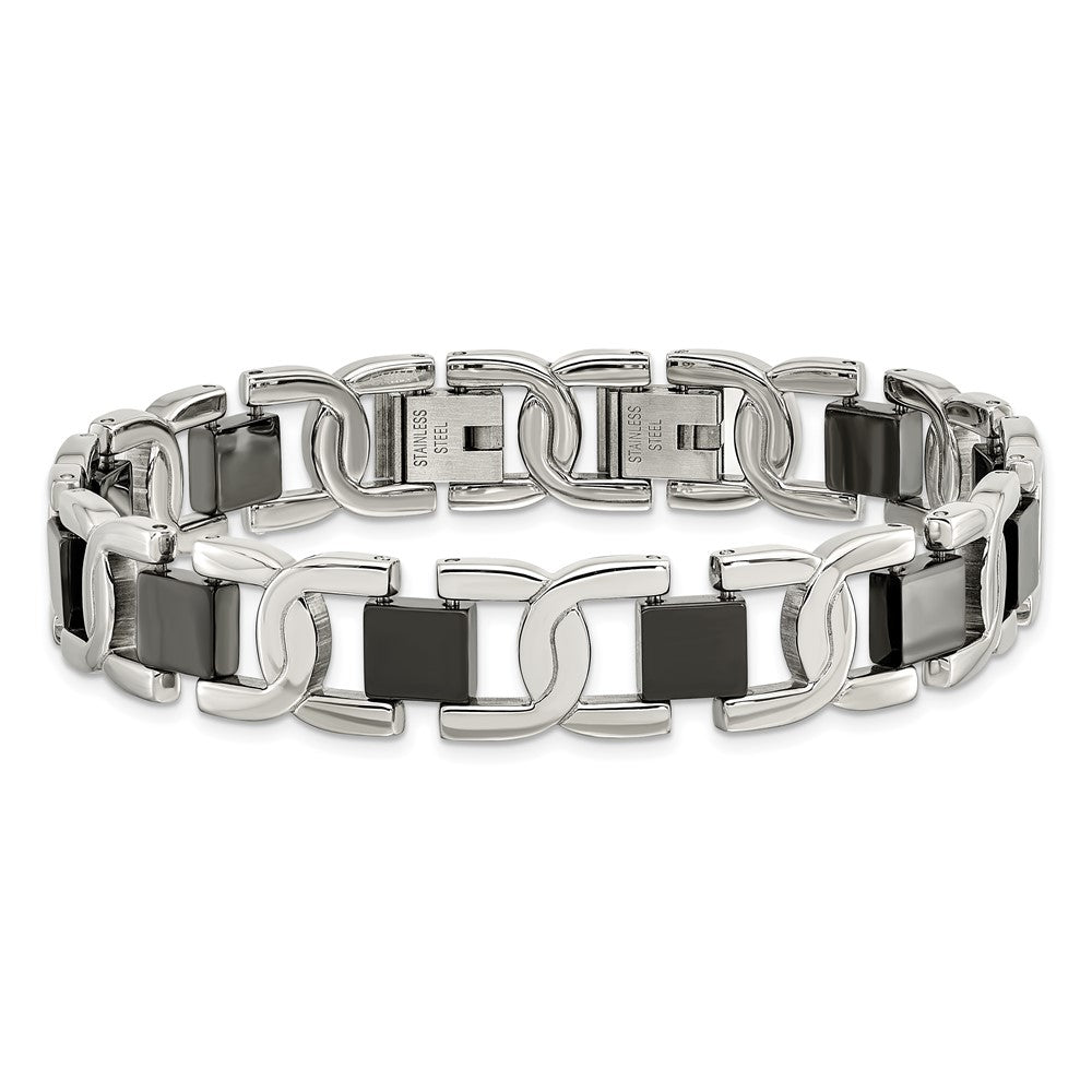 Chisel Stainless Steel Polished Black IP-plated 8 inch Fancy Link Bracelet SRB272-8
