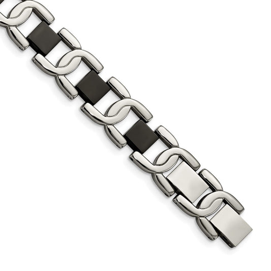 Chisel Stainless Steel Polished Black IP-plated 8 inch Fancy Link Bracelet SRB272-8