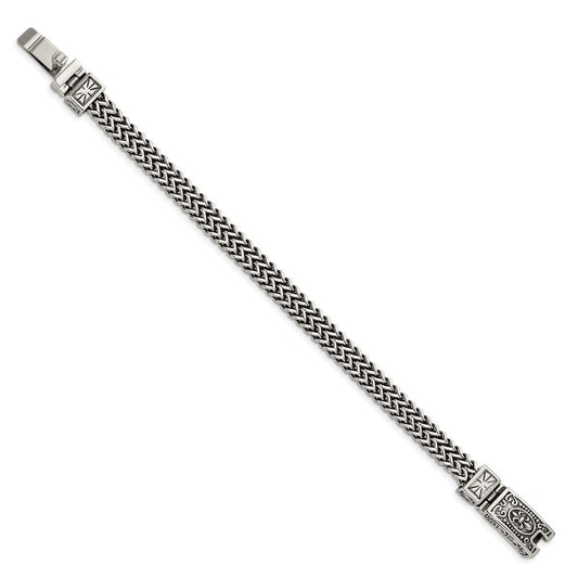 Chisel Stainless Steel Antiqued and Polished 8.5 inch 2-Strand Franco Link Bracelet SRB2766-8.5