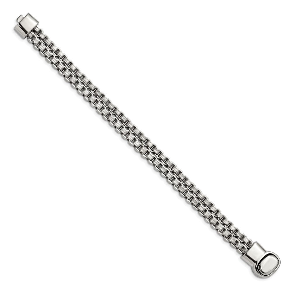 Chisel Stainless Steel Polished and Textured 8.75 inch Double Rolo Link Bracelet SRB2768-8.75