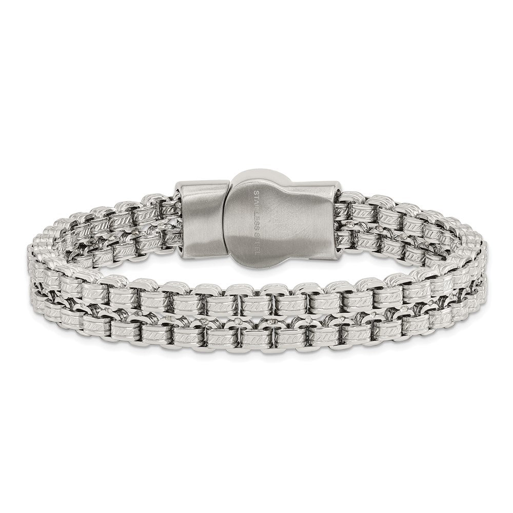 Chisel Stainless Steel Polished and Textured 8.75 inch Double Rolo Link Bracelet SRB2768-8.75