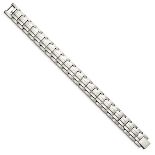 Chisel Stainless Steel Brushed and Polished 8.5 inch Link Bracelet SRB2779-8.5