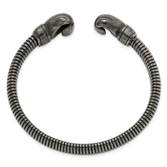 Chisel Stainless Steel Brushed Gun Metal IP-plated Boxing Gloves Cuff Bangle SRB2794