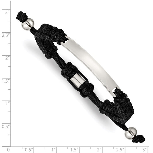 Chisel Stainless Steel Polished Black Nylon Adjustable ID Bracelet SRB2796