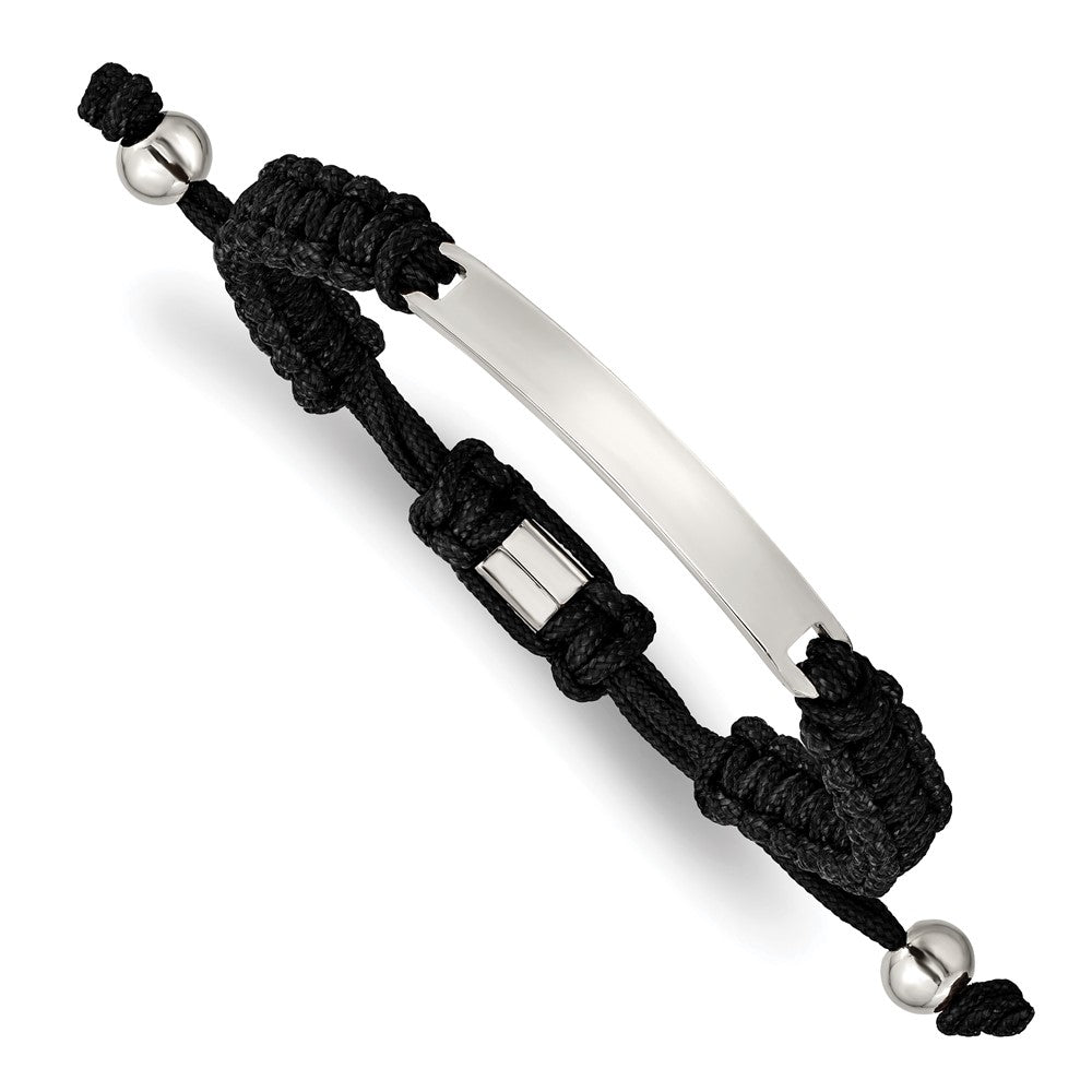 Chisel Stainless Steel Polished Black Nylon Adjustable ID Bracelet SRB2796
