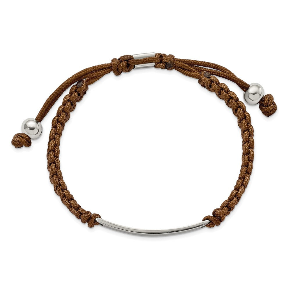 Chisel Stainless Steel Polished Brown Nylon Adjustable ID Bracelet SRB2797