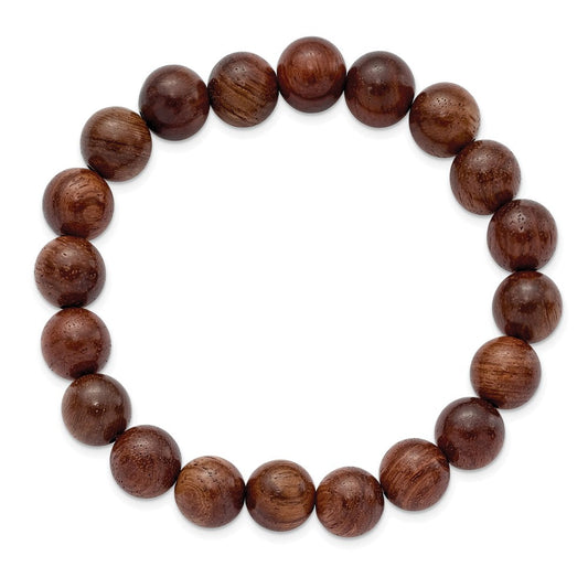 Chisel 10mm Burma Padauk Wood Beaded Stretch Bracelet SRB2804