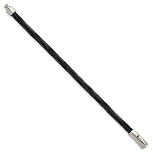Chisel Stainless Steel Brushed and Polished Black Wire 8.25 inch Bracelet SRB2815-8.25