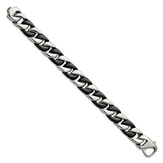 Chisel Stainless Steel Polished Black IP-plated 8.5 inch Curb Bracelet SRB2834-8.75