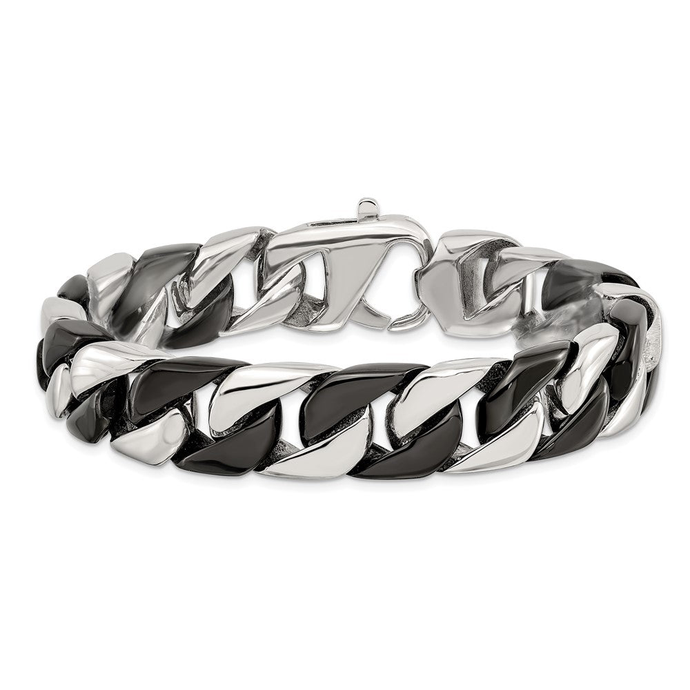 Chisel Stainless Steel Polished Black IP-plated 8.5 inch Curb Bracelet SRB2834-8.75