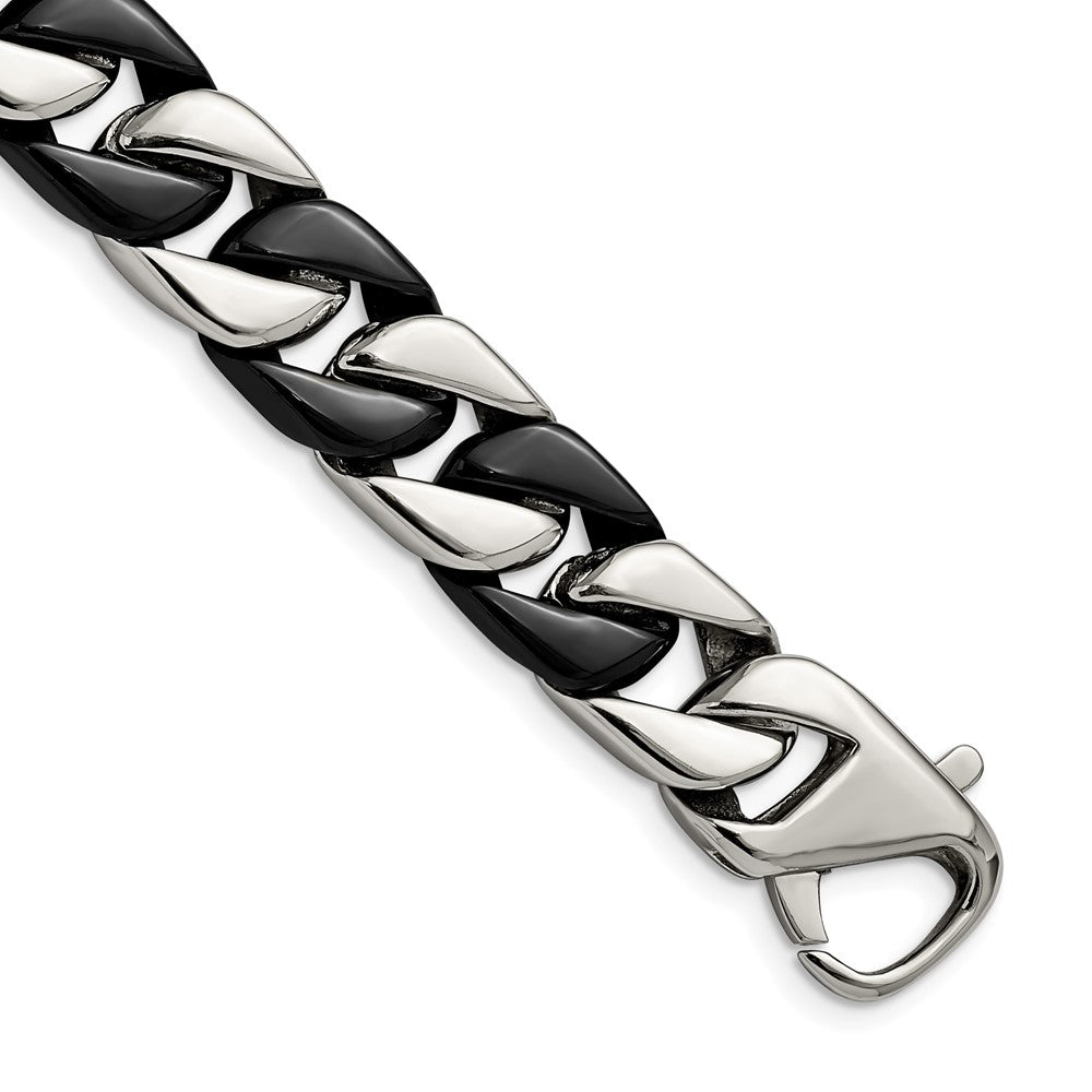 Chisel Stainless Steel Polished Black IP-plated 8.5 inch Curb Bracelet SRB2834-8.75