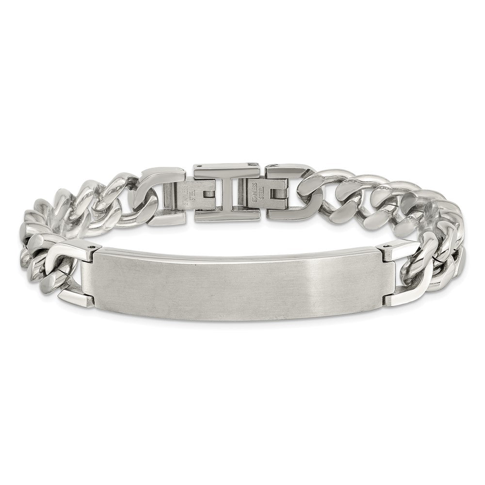 Chisel Stainless Steel Brushed and Polished Curb Chain 8.5 inch ID Bracelet with .5 inch Extension SRB2835-8.5