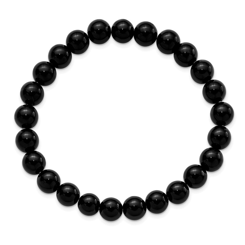 Chisel 8mm Black Agate Beaded Stretch Bracelet SRB2845