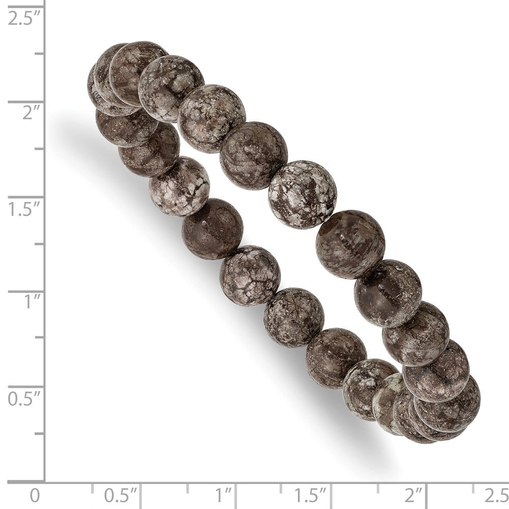 Chisel 8mm Grey Snowflake Agate Beaded Stretch Bracelet SRB2847