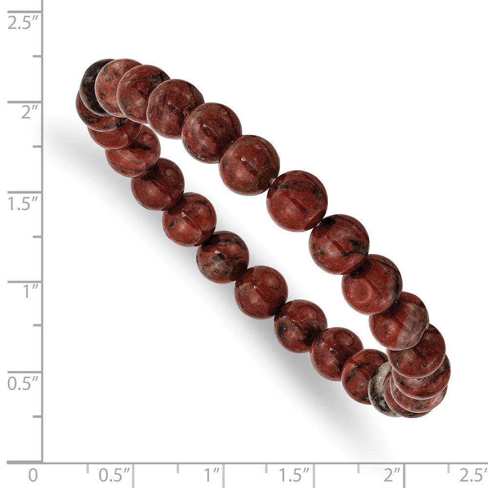 Chisel 8mm Sesame Red Agate Beaded Stretch Bracelet SRB2851