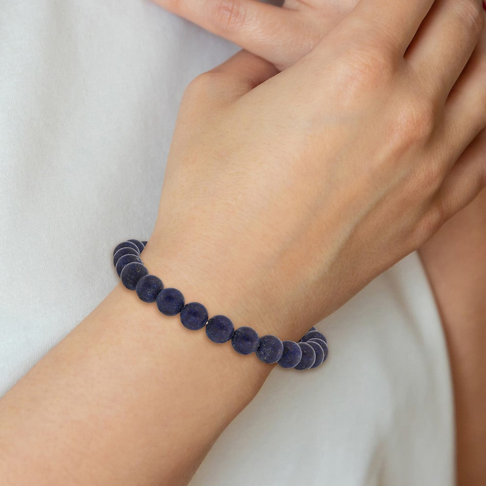 Chisel 8mm Lapis Agate Beaded Stretch Bracelet SRB2856
