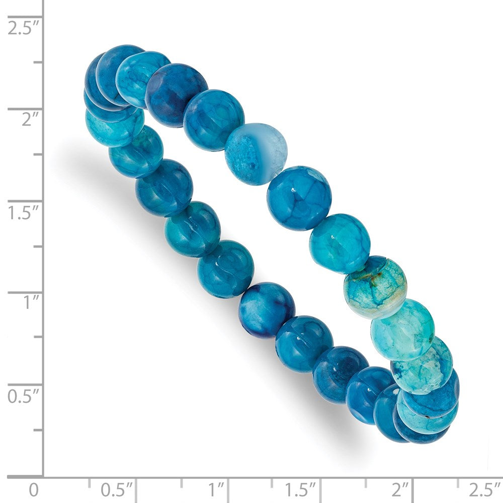 Chisel 8mm Blue Fire Agate Beaded Stretch Bracelet SRB2859