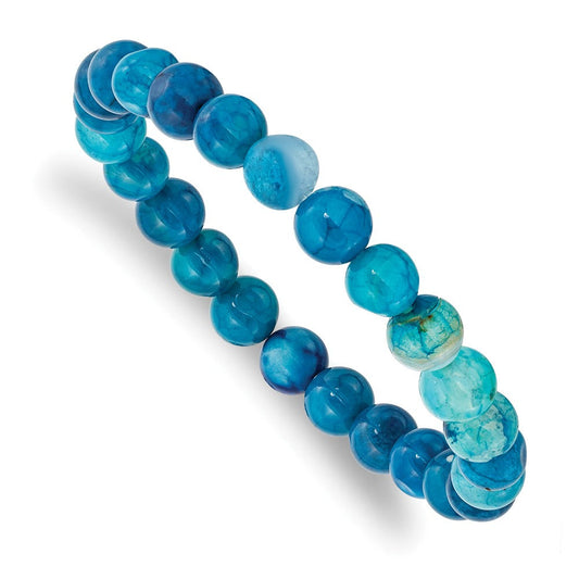Chisel 8mm Blue Fire Agate Beaded Stretch Bracelet SRB2859