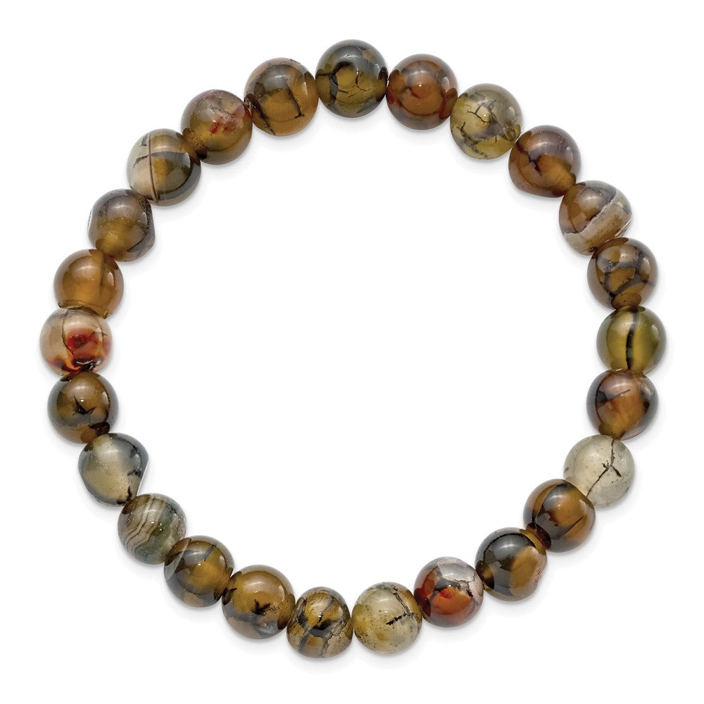 Chisel 8mm Black and Yellow Agate Beaded Stretch Bracelet SRB2866