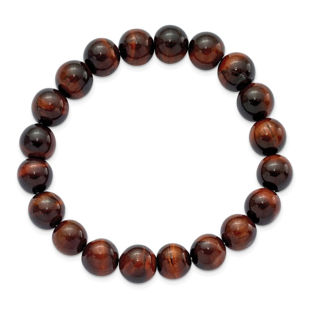 Chisel 10mm Red Tiger's Eye Agate Beaded Stretch Bracelet SRB2869