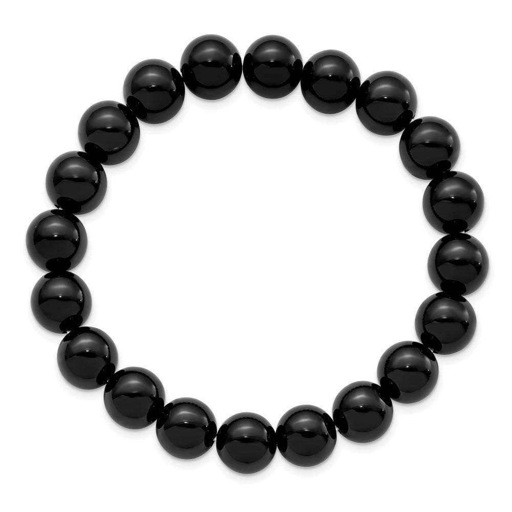 Chisel 10mm Black Agate Beaded Stretch Bracelet SRB2874