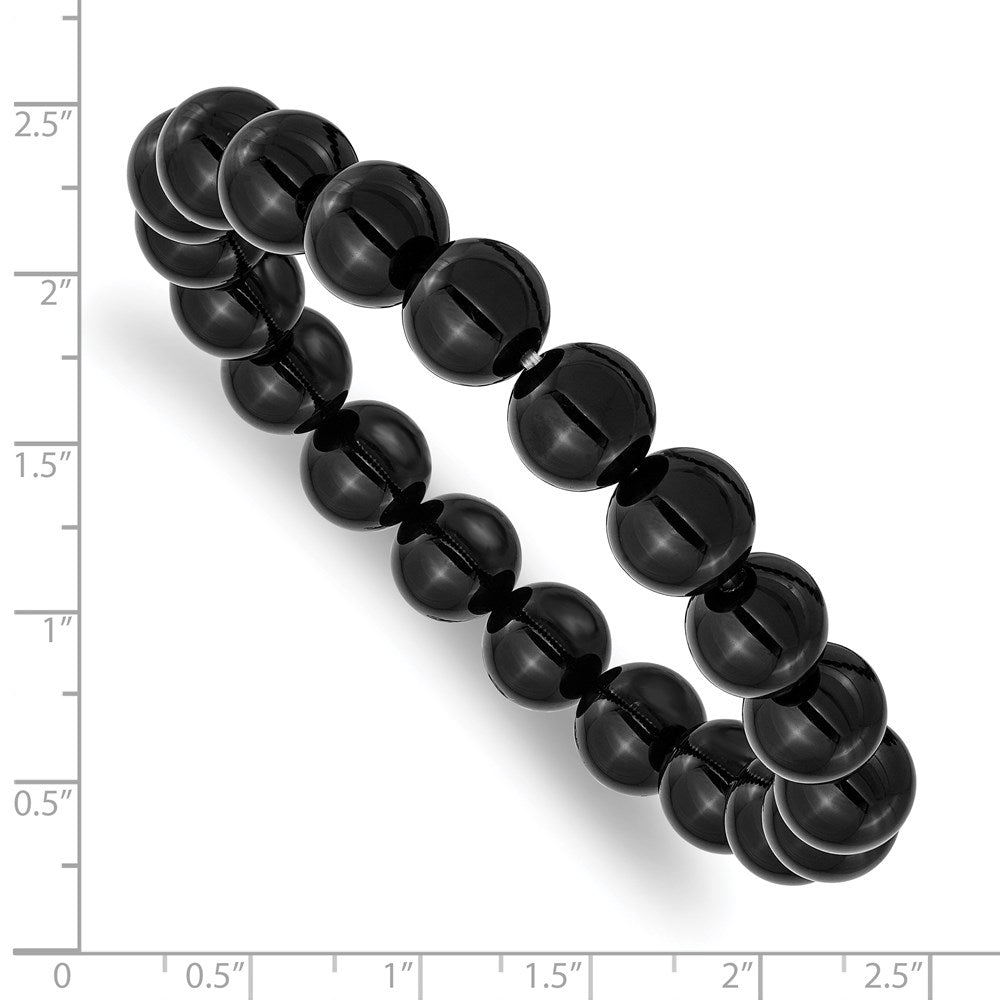 Chisel 10mm Black Agate Beaded Stretch Bracelet SRB2874