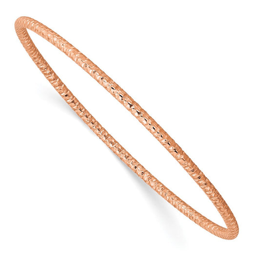Chisel Stainless Steel Polished and Textured Rose IP-plated 2mm Slip on Bangle SRB2902