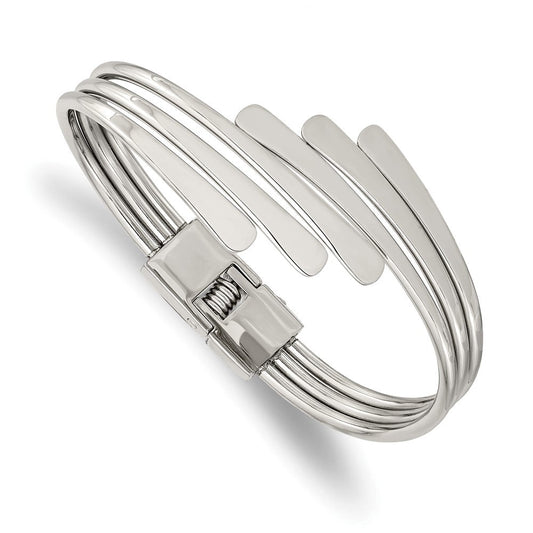 Chisel Stainless Steel Polished Hinged Bangle SRB2908