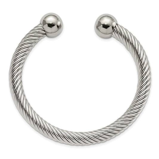 Chisel Stainless Steel Polished 7.3mm Cuff Bangle SRB2916