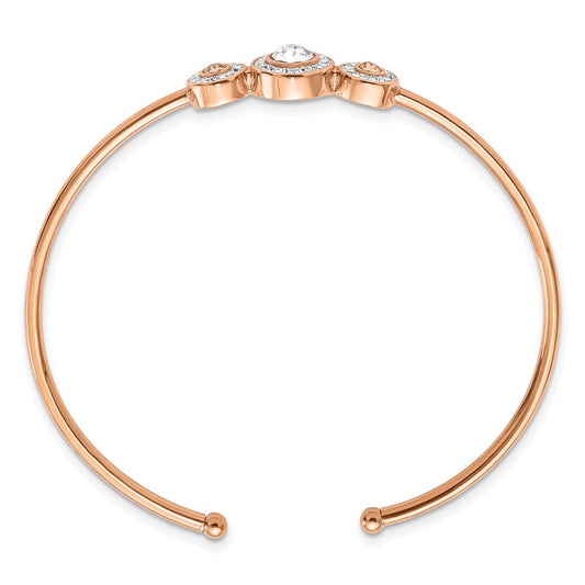 Chisel Stainless Steel Polished Rose IP-plated with Preciosa Crystal Flexible Cuff Bangle SRB2920