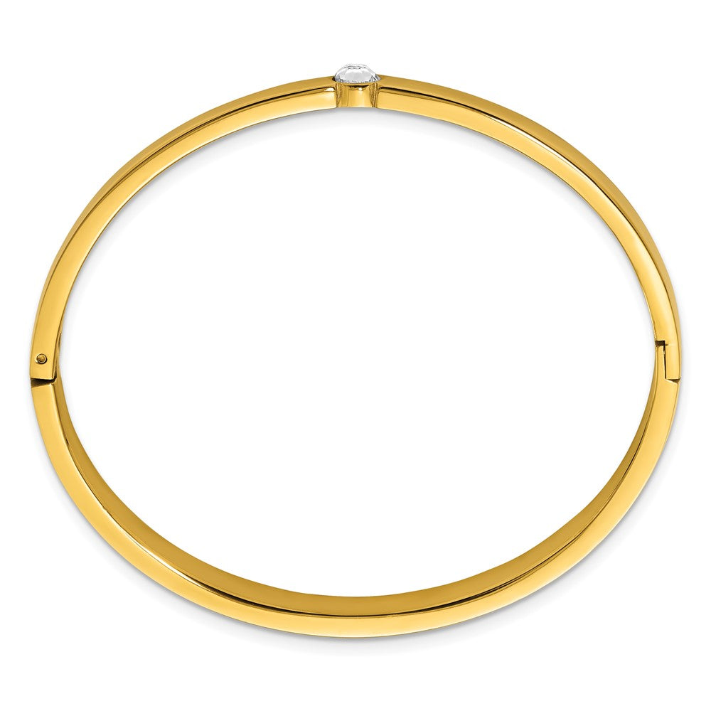 Chisel Stainless Steel Polished Yellow IP-plated Preciosa Crystal 6mm Hinged Bangle SRB2928
