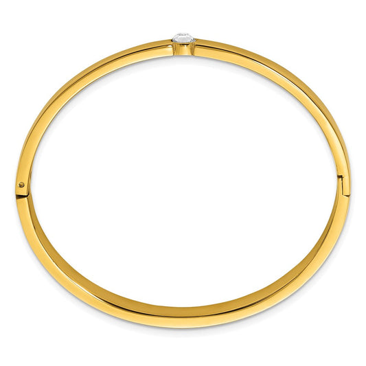 Chisel Stainless Steel Polished Yellow IP-plated Preciosa Crystal 6mm Hinged Bangle SRB2928